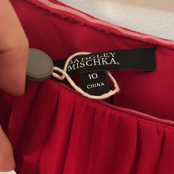 Asymmetric Badgley Mishka Red Chiffon Dress with Ruffles Size10 - Picture 4 of 7